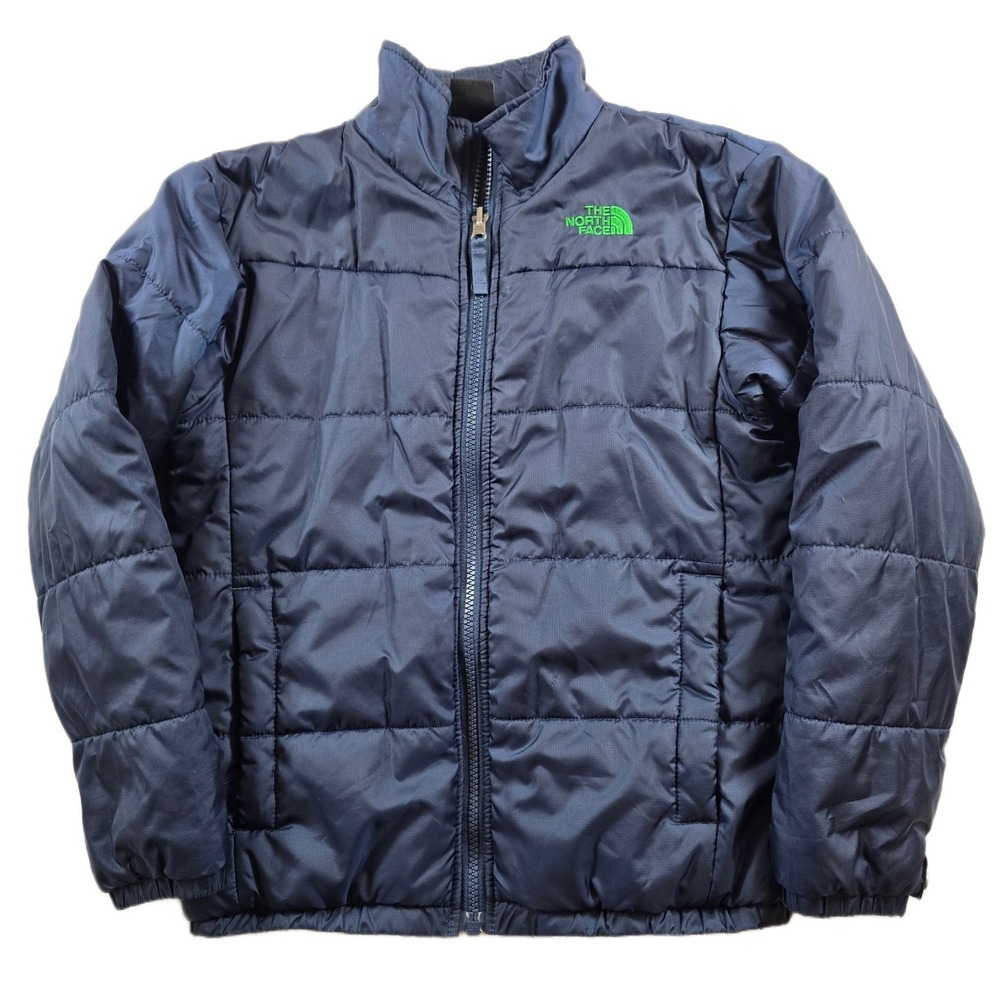 The North Face Puffer Jacket Boy Medium 10/12 Navy Blue Quilted Triclimate Inner